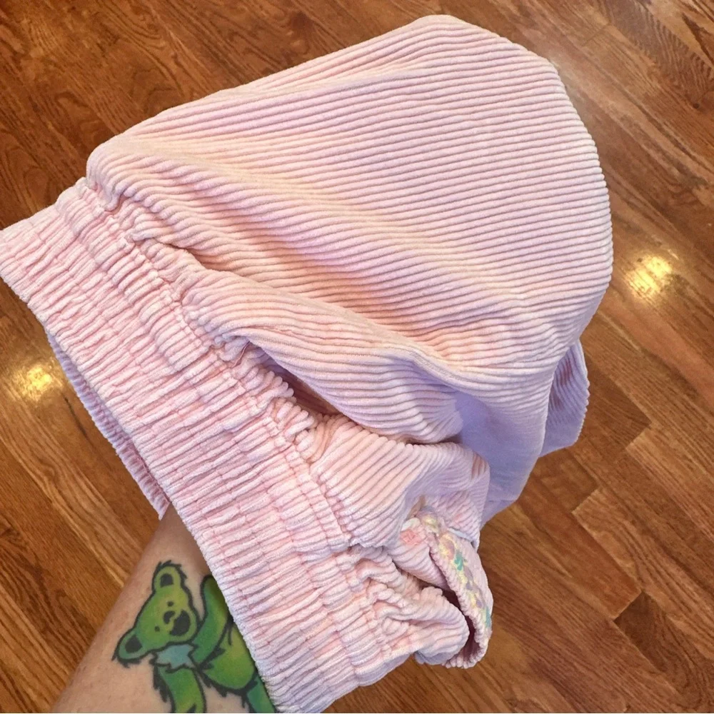 Vintage 80s 90s Oshkosh B'Gosh Pink Corduroy Floral Trim Pants Size 6